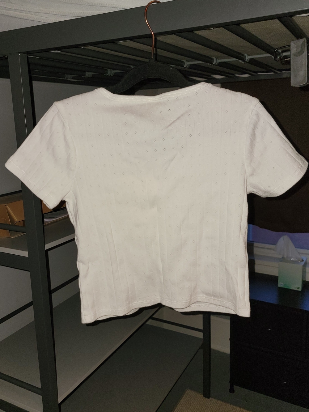 Art Class White Ribbed Button-Front Crop Top - Picture 2 of 3